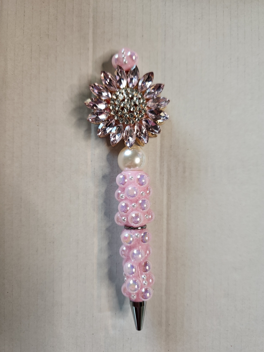 Pink Pearl & Crystal Sunflower Pen